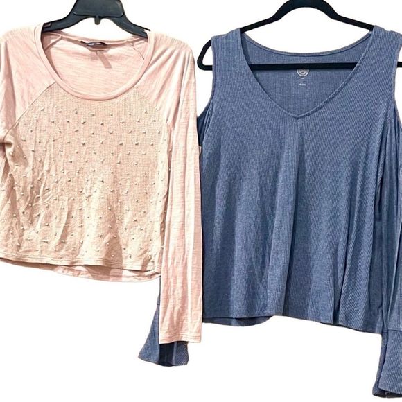 “Not So Surprise Bundle” Rags To Riches Pink Crop & peek a boo shoulder shirt - Picture 6 of 12